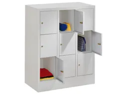 lockerkast,HxBxD 1187x900x500mm,3x3vakken,RAL7035,front RAL7035