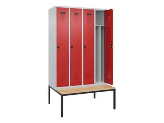 locker met bank,voor scheiding van kleding,HxBxD 2120x1200x815mm,4vak - 1