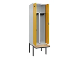PBM-locker met bank,HxBxD 2120x600x815mm,2vak,vak B 300mm,draaigrendel