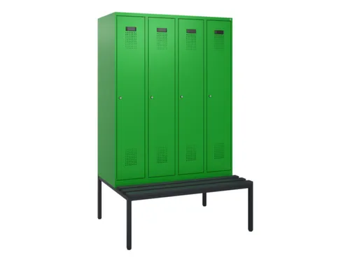 locker met bank,HxBxD 1950x1200x815mm,4vak,vak B 300mm,cilinderslot