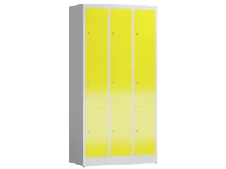 Lockerkast 1800x870x500mm 3x3 vakken cilinderslot, sokkel, RAL1018 - 1