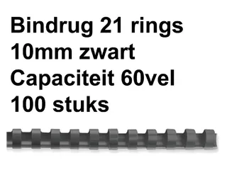 Bindrug Fellowes 10mm 21-rings A4 zwart 100stuks