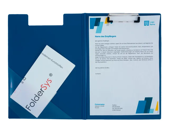 klembord A4 blauw met deksel en sterke klem