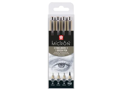 Fineliner Sakura Pigma Micron koelgrijs set 4 maten