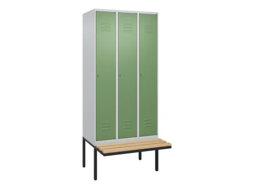 locker met bank,HxBxD 2120x900x815mm,3vak,vak B 300mm,cil.-slot
