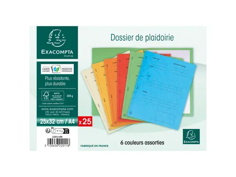 Pleidooimappen "Voor/tegen" versterkt karton 25x32cm 25 Stuks Assorti