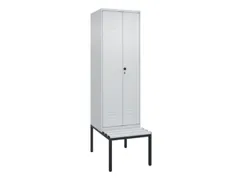 PBM-locker met bank,HxBxD 2120x600x815mm,2vak,vak B 300mm,draaigrendel