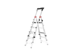 telescoop-platformladder,eenzijdig,3-5brede treden,balk L 1,9m