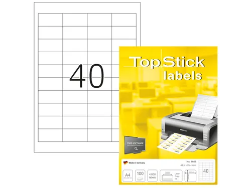 Etiketten universele labels A4 permanent 48,5x25,4mm Wit 4000 stuks