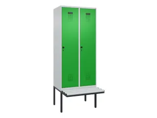 locker met bank,HxBxD 2120x800x815mm,2vak,vak B 400mm,draaigrendel - 2