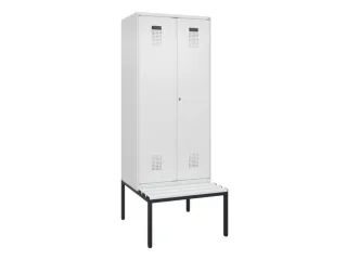 locker met bank,voor scheiding van kleding,HxBxD 2120x800x815mm,2vak - 2