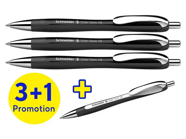 Balpen Schneider Rave XB Black box assorti doos a 3 + 1 gratis