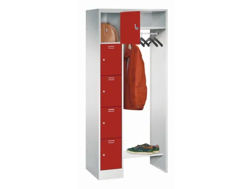 personeelsgarderobe cil.slot 1950x750x500mm 1x5 vakken 300mm RAL3000