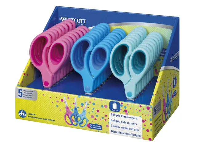 Schaar Westcott Kids 13cm Soft Grip Ronde Punt Assorti