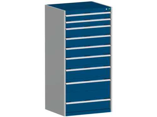 ladekast HxBxD 1600x800x750mm 9laden RAL7035 front RAL5010