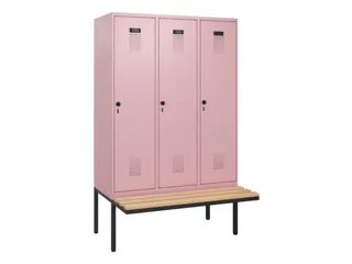 locker met bank,HxBxD 1950x1200x815mm,3vak,vak B 400mm,draaigrendel - 2