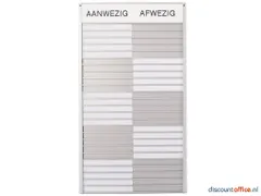 In-uit Bord 25 Namen Aluminium Aan/afwezigheidsbord Wit