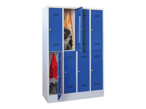 dubbeldekse locker,HxBxD 1850x1200x500mm,4x2vak.,RAL7035,front RAL5010
