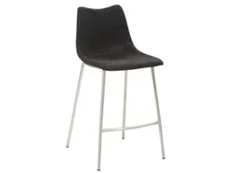 Barkruk mySOLO 4-poten RVS met Zitting kunstleder Vintage Zwart