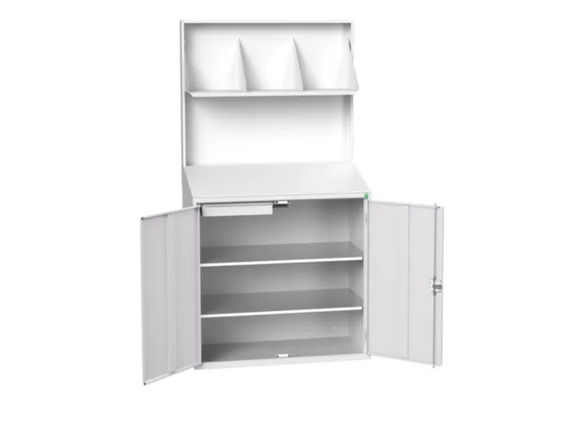 lessenaarkast achterwand 2000x1050x550mm 2 legbord/1lade/plank RAL7035