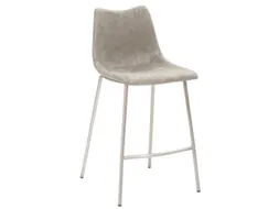 Barkruk mySOLO 4-poten RVS met Zitting kunstleder Vintage Grijs