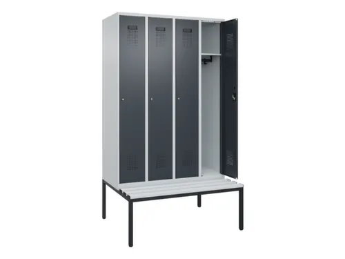 locker met bank,HxBxD 2120x1200x815mm,4vak,vak B 300mm,cilinderslot