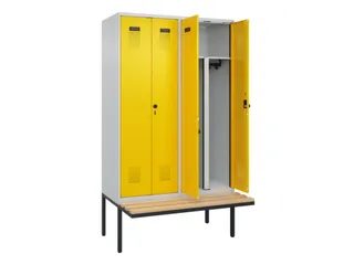 PBM-locker met bank,HxBxD 2120x1200x815mm,4vak,vak B 300mm - 1