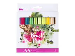 Brushpen Talens Ecoline set botanisch blister à 10 stuks assorti - 10