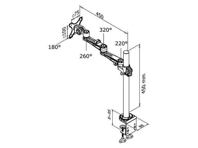 Monitorarm FPMA-D935 1 Scherm 10-30 Inch met Klem Zilvergrijs