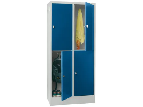 lockerkast,HxBxD 1850x800x500mm,2x2vakken,RAL7035,front RAL5010