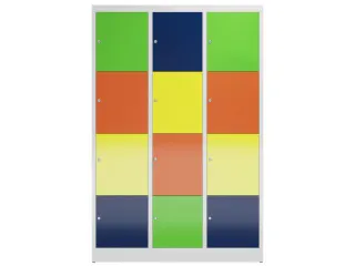 Lockerkast 1800x1185x500mm 3x4 vakken cilinderslot, sokkel, Multicolor - 2