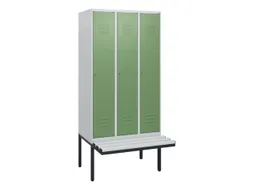 locker met bank,HxBxD 1950x900x815mm,3vak,vak B 300mm,cil.-slot
