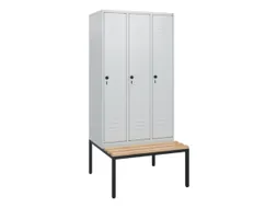 locker met bank,HxBxD 1950x900x815mm,3vak,vak B 300mm,draaigrendel