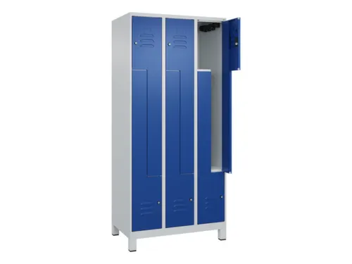 Z-garderobekast,HxBxD 1950x900x500mm,vak B 150/300mm,cil.-slot,voeten