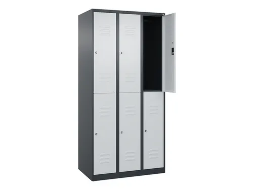 dubbeldekse locker,HxBxD 1850x900x500mm,3x2vak.,vak B 300mm,cil.-slot