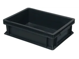 ESD-stapelbak,HxLxB 120x400x300mm,11l,PP,zwart,Wanden gesloten - 1