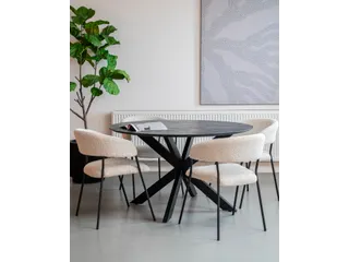Vergadertafel Harper 130cm Rond Mango Zwart Spinpoot Zwart - 4