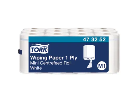 Tork 473252 Poetspapier M1 Mini Centerfeed Wit 1-laags Met Huls