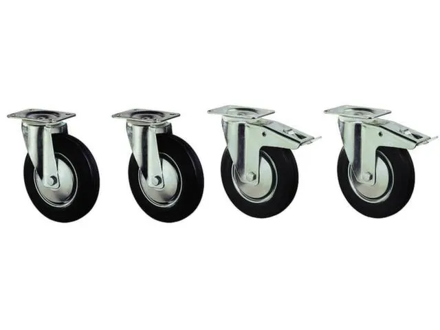 zwenkwiel,4zwenkwielen,draagverm. 100kg,rubber-banden,ØxB 125x37mm