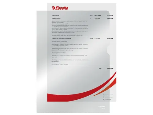 Insteekmap L-model Esselte standaard copy safe 0.11mm PP A4 transparan