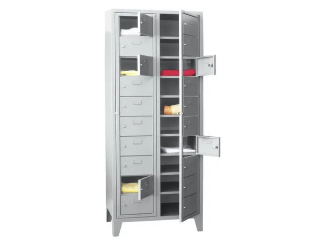Wasgoedkast 1850x770x500 2x10 Vakken M. Poten Ral7035 Front Ral7035