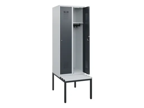 locker met bank,HxBxD 1950x600x815mm,2vak,vak B 300mm,cilinderslot