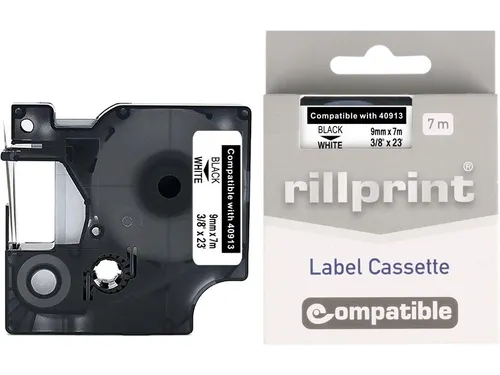 compatible D1 tape Dymo 40913 9 mm zwart op wit