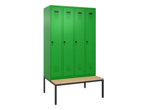 locker met bank,voor scheiding van kleding,HxBxD 2120x1200x815mm,4vak