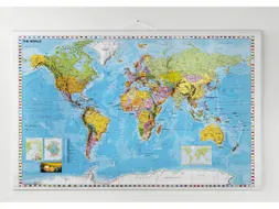 Wereldkaart Naga 89x137cm met ophangkoord