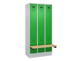 locker met bank,HxBxD 1950x900x815mm,3vak,vak B 300mm,cilinderslot - 2