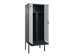 PBM-locker met bank,HxBxD 2120x800x815mm,2vak,vak B 400mm,draaigrendel