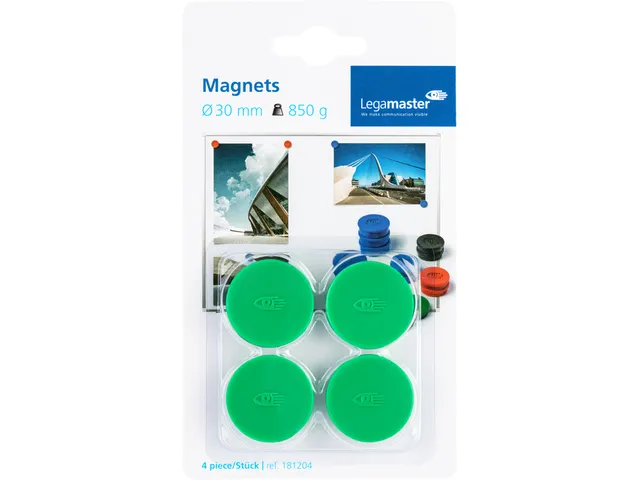 Magneet Legamaster 30mm 850gr groen 4 stuks
