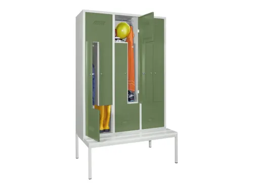 Z-garderobekast,HxBxD 2100x1200x800mm,RAL7035,front RAL6011