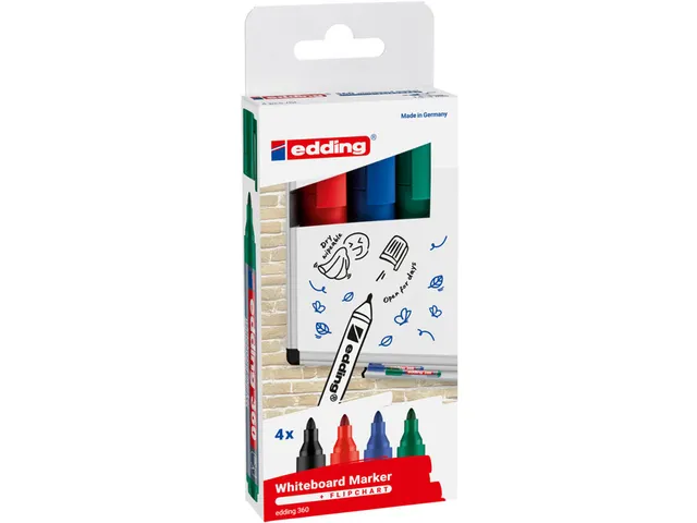 Feutre Tableau Blanc Edding 360 Ogive 1,5-3mm assorit étui 4pcs
